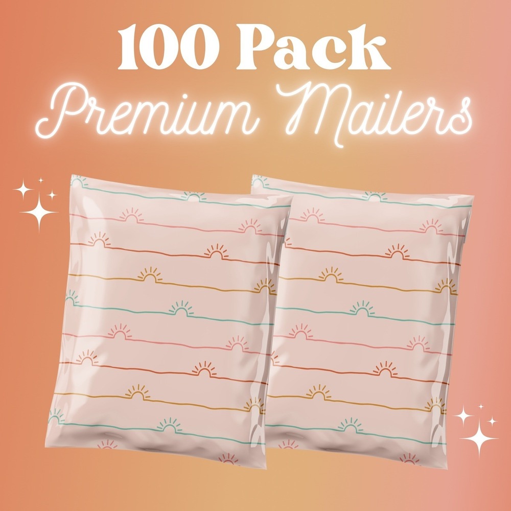 Pink Sunshines Poly Mailers 10x13 Inch 100 Pack Shipping Supplies Hippie